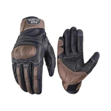 Imagem de Luvas De Couro Vintage Marrom Para Motociclistas Masculinos XXL Com Te