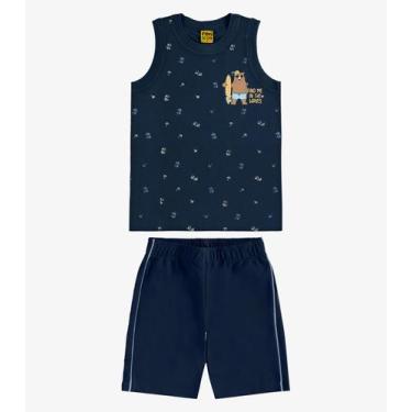 Imagem de Conjunto Camiseta com Bermuda Meia Malha Rovi Kids Azul - Rovitex Kids