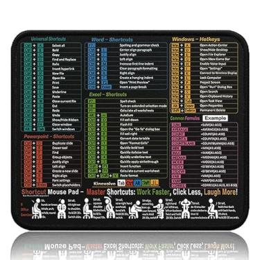 Imagem de Mouse pad de atalho para Excel/Word/PowerPoint/Windows, 21 x 26 cm, antiderrapante, impermeável, com bordas costuradas - Tapete de texto Excel para jogos de escritório (pequeno)