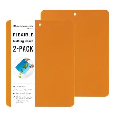 Imagem de Linden Sweden Tábua de corte flexível, pacote com 2 – fica plana para uma superfície de trabalho segura – extragrossa para durabilidade – livre de BPA e segura para alimentos (laranja)