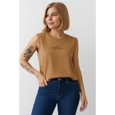 Imagem de T-Shirt Feminina Sem Cava Polo Wear Bege Medio-Feminino