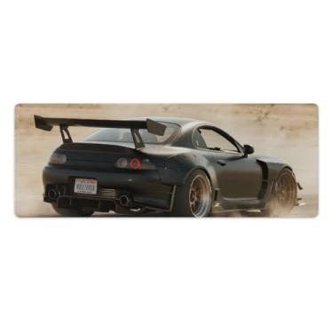 Imagem de HouLaiZhe JDM Tapetes de mesa de carro preto guerreiro velocidade esportes carro sup gaming tapetes de mouse pads grandes para teclado de mesa tapete de computador 30 x 80 cm