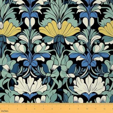 Imagem de Erosebridal Jardim floral verde amarelo flores mulheres tecido por jarda 1 jarda | Tecido estético botânico para cadeiras folhas rústicas naturais à prova d'água decoração ao ar livre meninas adultos