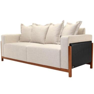 Imagem de Sofá 03 Lugares Para Sala De Estar 198 cm Khali B04 Linho Cru material