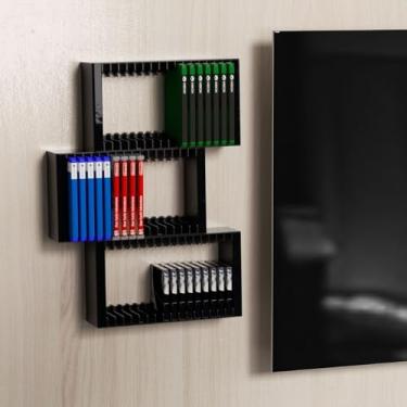 Imagem de Number-one Game Disc Storage Rack, Universal Game Holder Rack for PS5/PS4/PS3/SW1/SW2/Xbox One/Xbox Series S/X CD with 2 Shelves 32 Storage Slots 8 Nails PS5 Disc Holder for Wall Mount/Desk/Floor