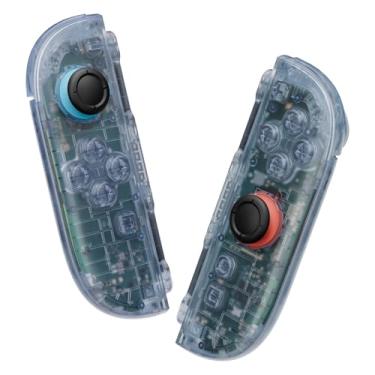 Imagem de eXtremeRate DIY Replacement Shell Buttons for Joycon 2, Custom Full Housing Case + Decorative Strips + Middle Bracket + Buttons for Nintendo Switch 2 Controller - Deluxe Version - Clear Glacier Blue