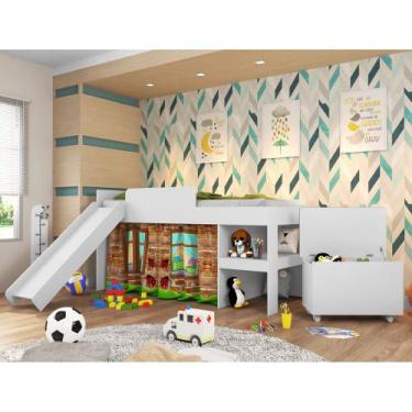 Imagem de Conjunto Cama Infantil 88cm com Escorregador e Baú 2pc CJ039 Meu Fofin