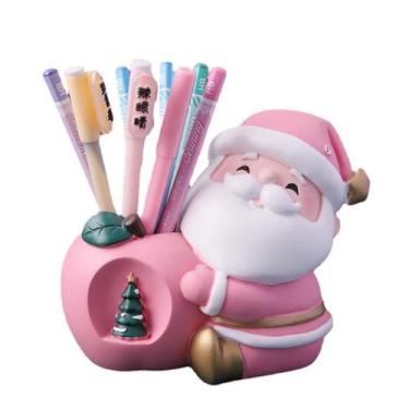 Imagem de Porta-canetas de Papai Noel Piggy Bank para crianças em resina 14,6 cm