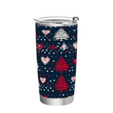 Imagem de Wassud Fundo de Natal (2) copo com tampa e canudo aço inoxidável parede dupla copo isolado copo de viagem caneca de café para bebidas frias e quentes 590 ml