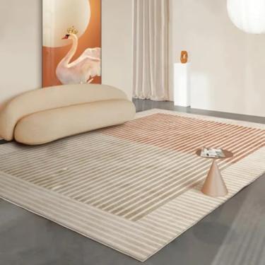 Imagem de Tapete branco puro, cor sólida, decorativo, grande, bege, para sala de estar, macio e confortável, para quarto (250 x 340 cm, 99 x 134 pol./FYR73)