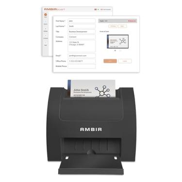 Imagem de Ambir Scanner de cartões de visita PS670ST-BCS de alta velocidade de um lado vertical alimentado por USB com cartão de visita AmbirScan para PC Windows