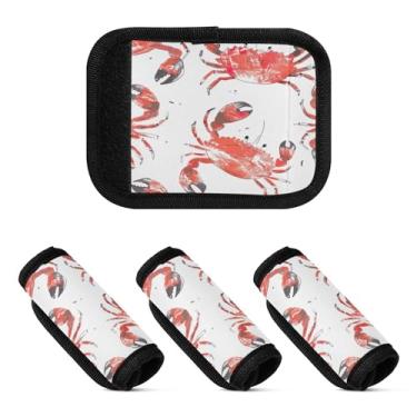 Imagem de Qilmy Caranguejos engraçados envoltório alça de bagagem, 2 unidades, identificadores de bagagem, identificadores de bagagem, capa confortável para carrinho de bebê, mala de viagem, acessórios de