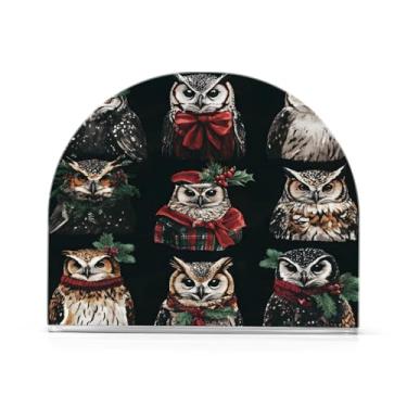 Imagem de xigua Porta-guardanapos de coruja de Natal para mesas, porta-guardanapos de papel de placa acrílica elegante, dispensador de papel de seda independente moderno para jantar, sala de estar, festa251