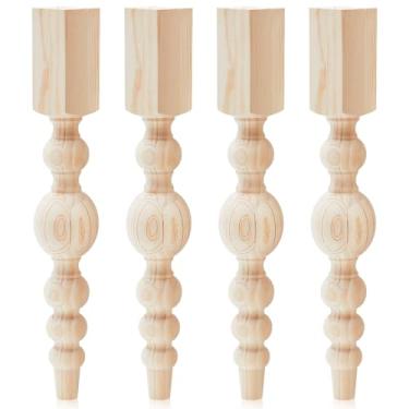 Imagem de Threehoney 4 peças de pernas de mesa de fazenda, pernas de mesa de jantar de pinheiro de 73,7 cm x 8,5 cm para móveis, móveis de madeira inacabados, banco de casa de jantar, café para bricolage