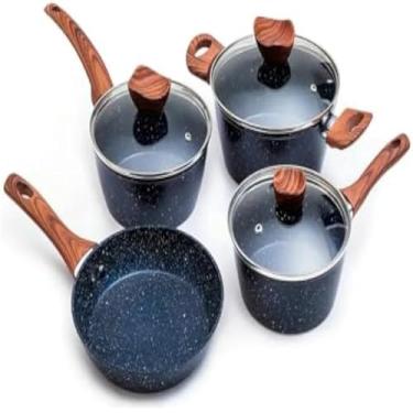 Imagem de Conjunto de panelas essencial, preto, cozinha domestica, antiaderente, tampa de vidro, duravel, conjunto, util,moderno