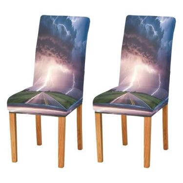 Imagem de CEBUGI Capas de cadeira para sala de jantar, preto, tornado, elástico, protetora, lavável, removível, para casa, restaurante, banquete, festa, pacote com 4