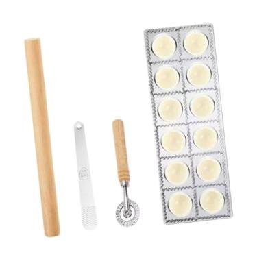 Imagem de Ｂｅｓｇａ Conjunto de 5 Cortadores de Ravioli, Utensílio para Fazer Massa, Rolo de Madeira Maciça E, Ideal para Preparar Ravioli em Casa E para Receb