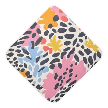 Imagem de STAYTOP Toalhas de bebê coloridas com capuz de musselina com estampa de leopardo, toalha de banho super macia, toalhas de banho absorventes para banho recém-nascido unissex 76 x 76 cm