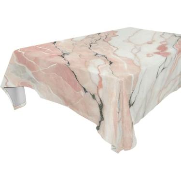 Imagem de Burbuja Toalha de mesa de mármore rosa, toalha de mesa quadrada, anti-rugas, grossa para decoração de jantar, cozinha, festa, 137 x 137 cm