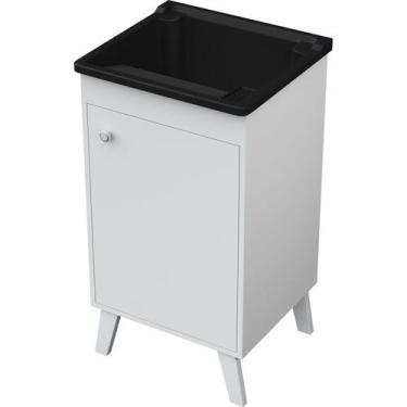 Imagem de Tanque de Lavar Roupa com Gabinete Pequeno em MDF com pés retro Capaci