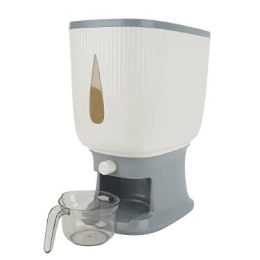 Imagem de Cryfokt Dispensador de Arroz Doméstico de Grande Capacidade, Recipiente de Armazenamento de Grãos de Recuperação Automática para Bancada de Cozinha Com Copo (Cinza)