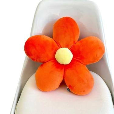 Imagem de Almofada Flor Margarida De Pelúcia Decoração sofá Quarto Sala 40x40cm(Laranja)