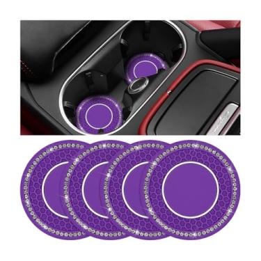 Imagem de FALVFUN Porta-copos de carro Bling Coaster, 6 cm cristal strass antiderrapante antipoeira tapete de garrafa de água para veículo, impermeável, interior automotivo, almofada de bebida, ajuste universal