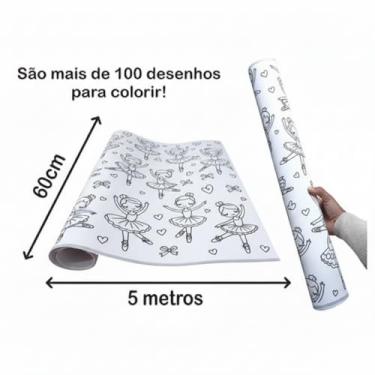 Imagem de Rolo de Papel para Colorir Gigante 5m x 60cm | Desenho para Pintar | Muitos Temas Para Você Escolher (Bailarina)