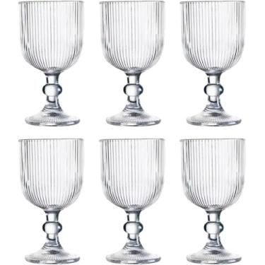 Imagem de Conjunto de 6 Taças de Vidro Caneladas, 380ml, Design Clássico, Base Sólida, Transparente, 12,5cm Altura, para Água, Sucos, Drinks