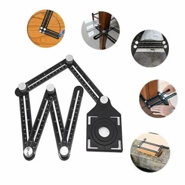 Imagem de Régua Gabarito Universal Multi Ângulo Esquadro Ajustável Medidora Liga