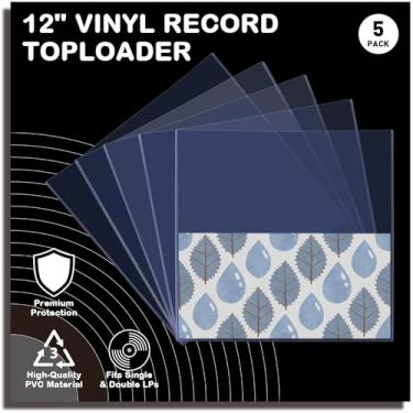 Imagem de 5 peças de gravação de vinil de 30,5 cm - mangas externas de PVC rígido de 7 mm (7 milímetros), protetor de plástico rígido cristalino para armazenamento e exibição de álbum LP, compatível com mangas