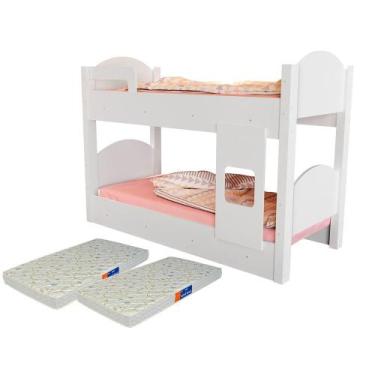 Imagem de Beliche Infantil Lais Branca Com Colchão - Loja Tigo
