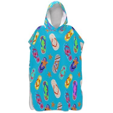 Imagem de Joisal Chinelos coloridos poncho de surfe de bolinhas para adultos trocador de roupa de praia com capuz toalha de banho vestível ponchos adultos para mulheres