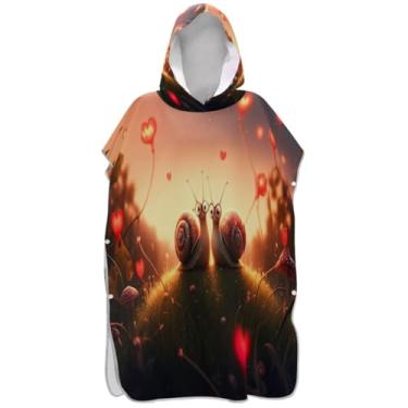 Imagem de Joisal Poncho de surfe para adultos trocador com capuz toalha de natação plus size masculino poncho com capuz caracol bonito desenho animado dia dos namorados
