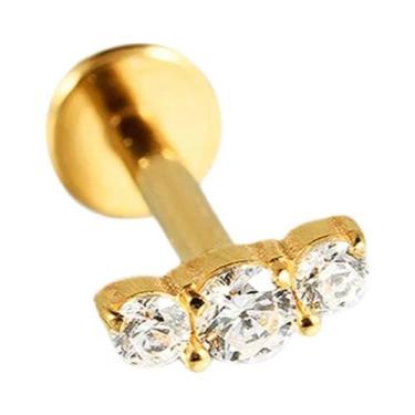Imagem de Brinco De Cartilagem Em Titânio Cor Dourada Com Zircônia Cúbica Em For