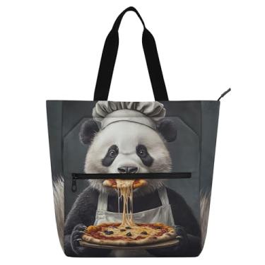 Imagem de GAIGEO Sacola fofa de urso panda para crianças, mulheres, trabalho, escola, livro, laptop, supermercado, escola, bolsa com zíper