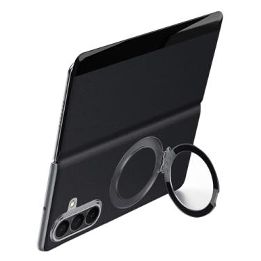 Imagem de LYJSMGZ Capa de couro genuíno para Samsung Z Fold7, suporte magnético, microfibra resistente a arranhões, à prova de choque, capa de negócios suporta carregamento sem fio, preta, Z Fold 7
