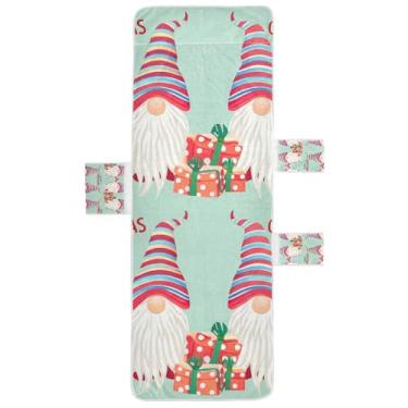 Imagem de Gnomos de Natal Gnomos Turquesa Chaise Lounge Capa Toalha Toalha de Praia Toalhas de Cadeira de Praia com Bolsos Externos Espreguiçadeira 203 x 76 cm