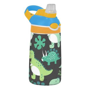 Imagem de Garrafa de água esportiva de 473 ml com canudo para crianças, meninas, meninos, garrafa de água portátil Tritan de 473 ml, copo infantil reutilizável à prova de vazamento, alça de transporte, lindos