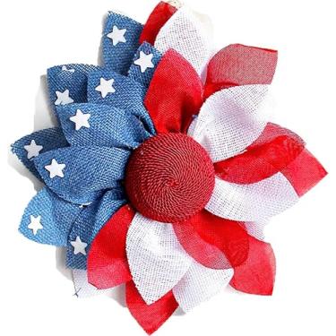 Imagem de Petitebella Grinalda patriótica de 4 de julho com bandeira americana (flor, tamanho único)