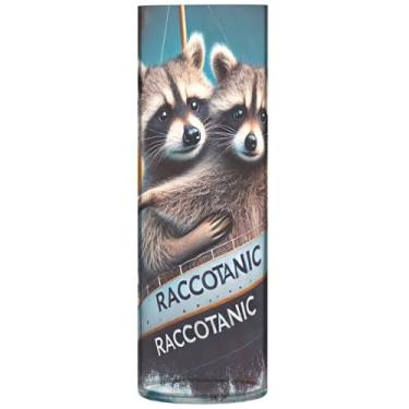 Imagem de Vaso de flores cilíndrico para mesa, lindo guaxinim, estampa Titanic, vaso redondo de plástico, fofo, personalizado, decoração de apartamento, estética, 30 x 9,9 cm