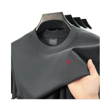 Imagem de Camiseta Masculina De Verão Em Seda E Algodão Com Manga Curta, Respirá