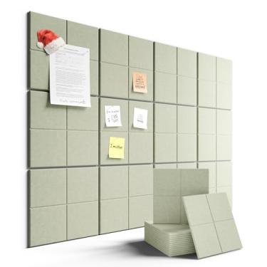 Imagem de Fluxynara Quadro de avisos grande de feltro 122 cm x 91 cm Alternativa para quadro de cortiça - pacote com 12 com 70 abas adesivas removíveis seguras, quadros de cortiça para paredes, quadro de