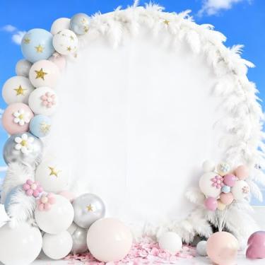 Imagem de Suporte redondo branco de 2 x 2 m - capa de balão ajustável para decoração de festa de aniversário e cerimônia