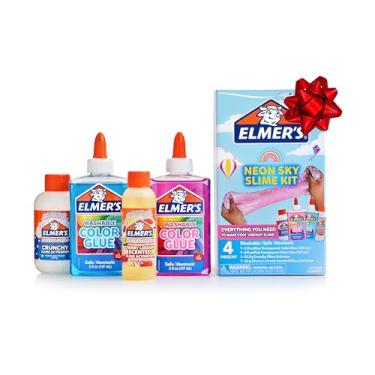 Imagem de Elmer's Kit de geleca Neon Sky, suprimentos de geleca incluem cola líquida de cor transparente, ativador de geleca crocante, ativador de geleca de limão cereja, 4 unidades