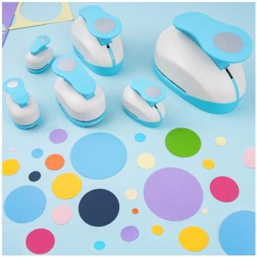 Imagem de Briartw Conjunto de perfuradores de papel circular de 6 tamanhos (0,8 cm a 7,6 cm) | Kit completo de perfuração artesanal com círculo grande de 7,6 cm | Perfuradores de furo de ação de alavanca para