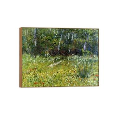 Imagem de BMZFYBS Vincent van Gogh Famosa pintura em tela de arte de parede pronta para pendurar. Estacione na primavera. Imagem em moldura de madeira para decoração de sala de estar 40 x 50 cm 16 x 20 pol
