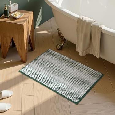 Imagem de ComiComi Tapete de banho verde sálvia pelúcia pompom super absorvente tapete de banheiro antiderrapante lavável à máquina tapete de banho para piso de banheiro secagem rápida 40,6 cm x 61 cm