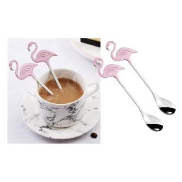 Imagem de 2 colheres de flamingo, 13 cm, 18/10 (304), aço inoxidável, sobremesa, café, mexedor, colher, utensílios de cozinha