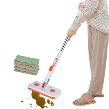 Imagem de Esfregona Comfort - Pó Desmontável | Esfregona com Ajustável e 4 Panos Reutilizáveis para Limpeza de Pavimentos,para Varredura a Seco e Húmido em Cozinha Sala de Estar Casa de Banho